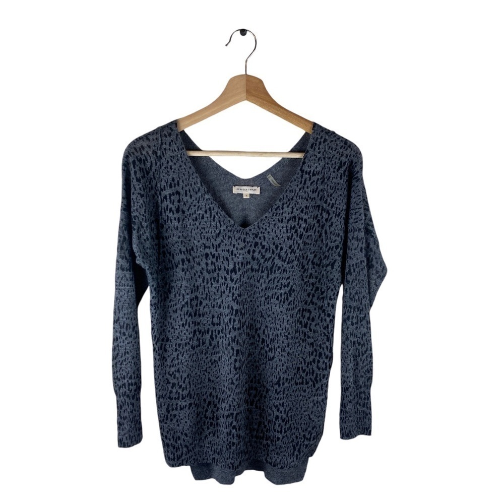 Rebecca Taylor Gray Leopard Print Alpaca Blend Sweater